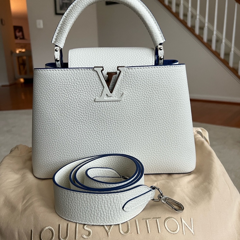 Louis Vuitton White and Blue Satchel